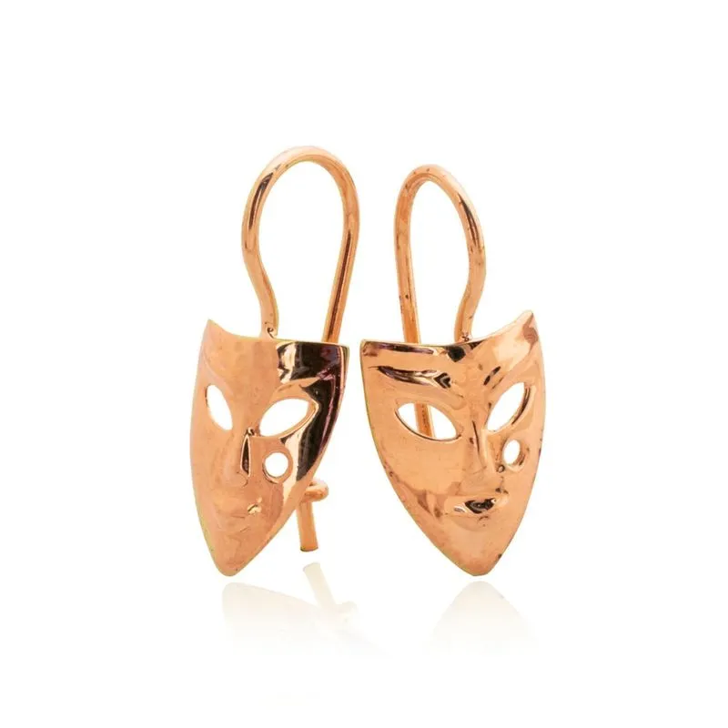 14K Rose Gold Dangle Earrings Mask