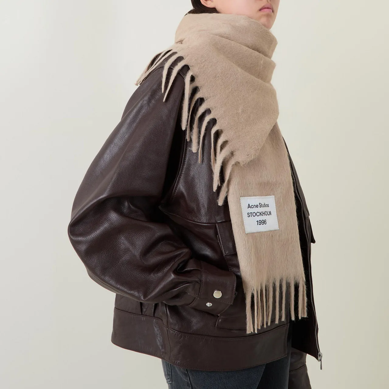 ACNE STUDIOS The Sustainable Edit Viper Logo Scarf - CamelBeige