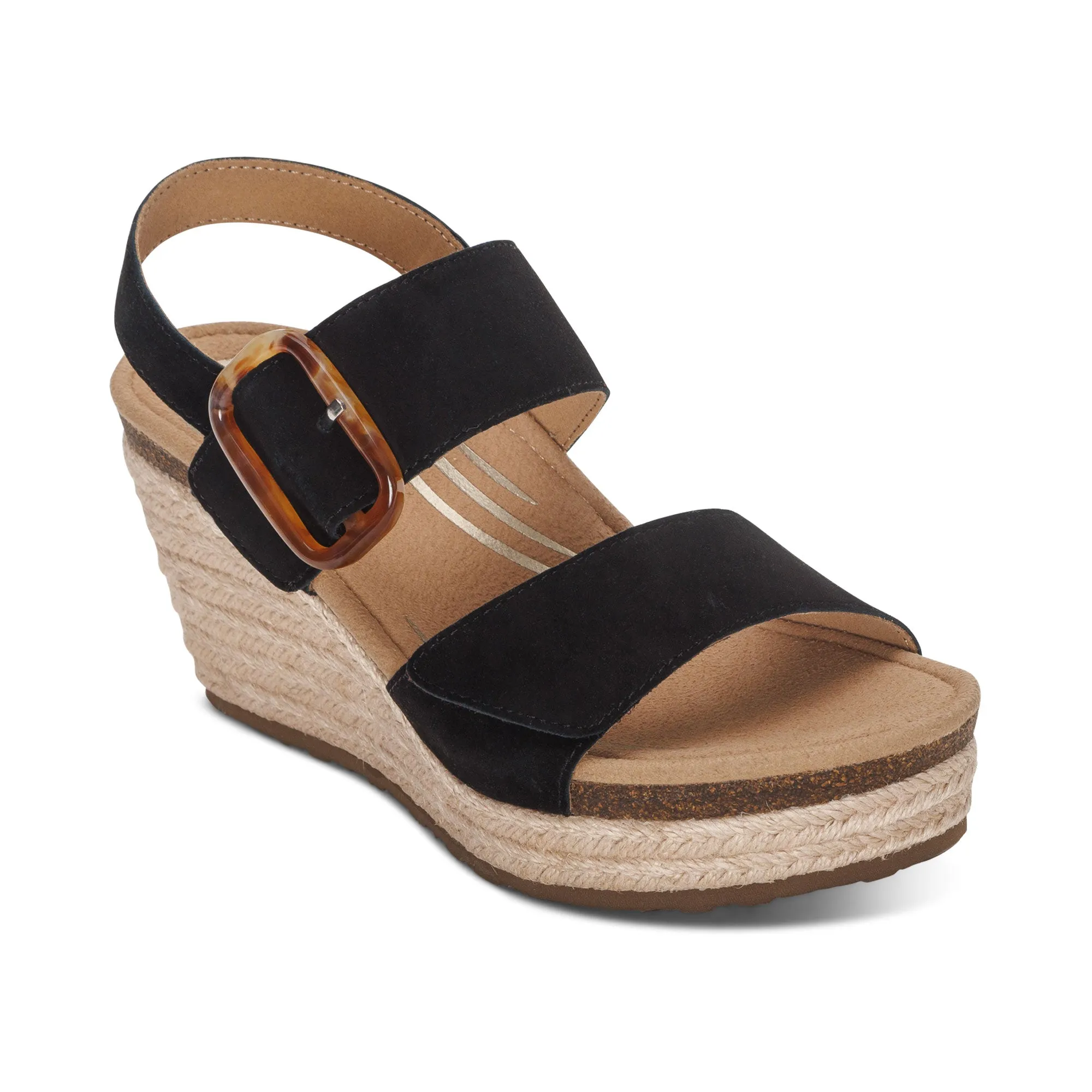 Aetrex Women's Ashley Espadrille Wedge Black