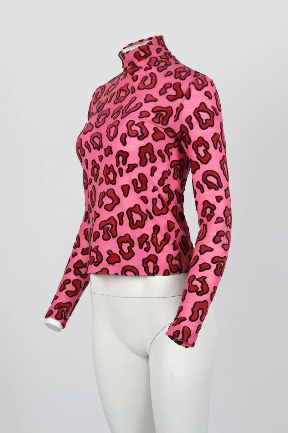 AMBUSH LEOPARD PRINT WOOL BLEND TURTLENECK TOP UK 8