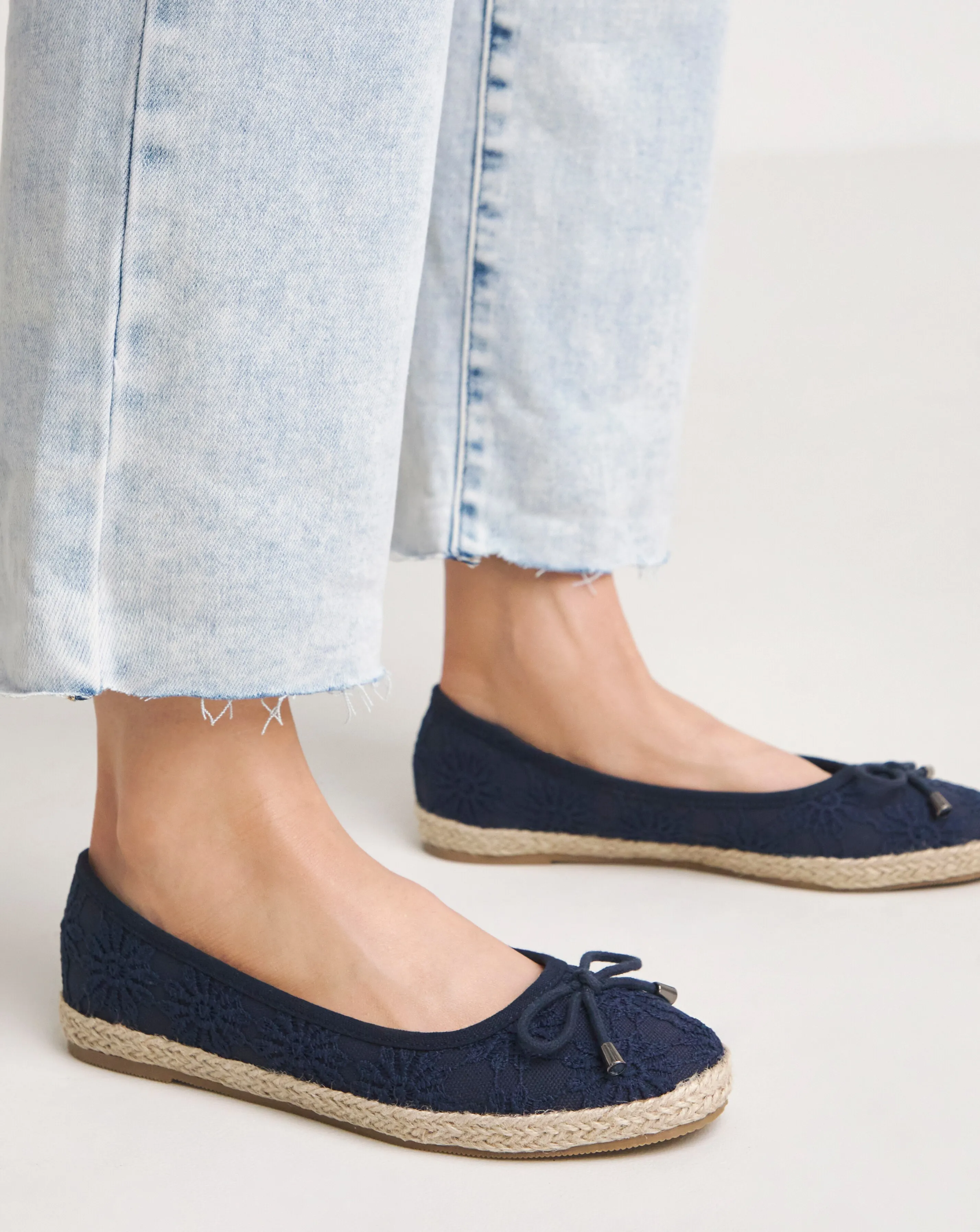 Arielle Broderie Ballerina Espadrille Wide E Fit