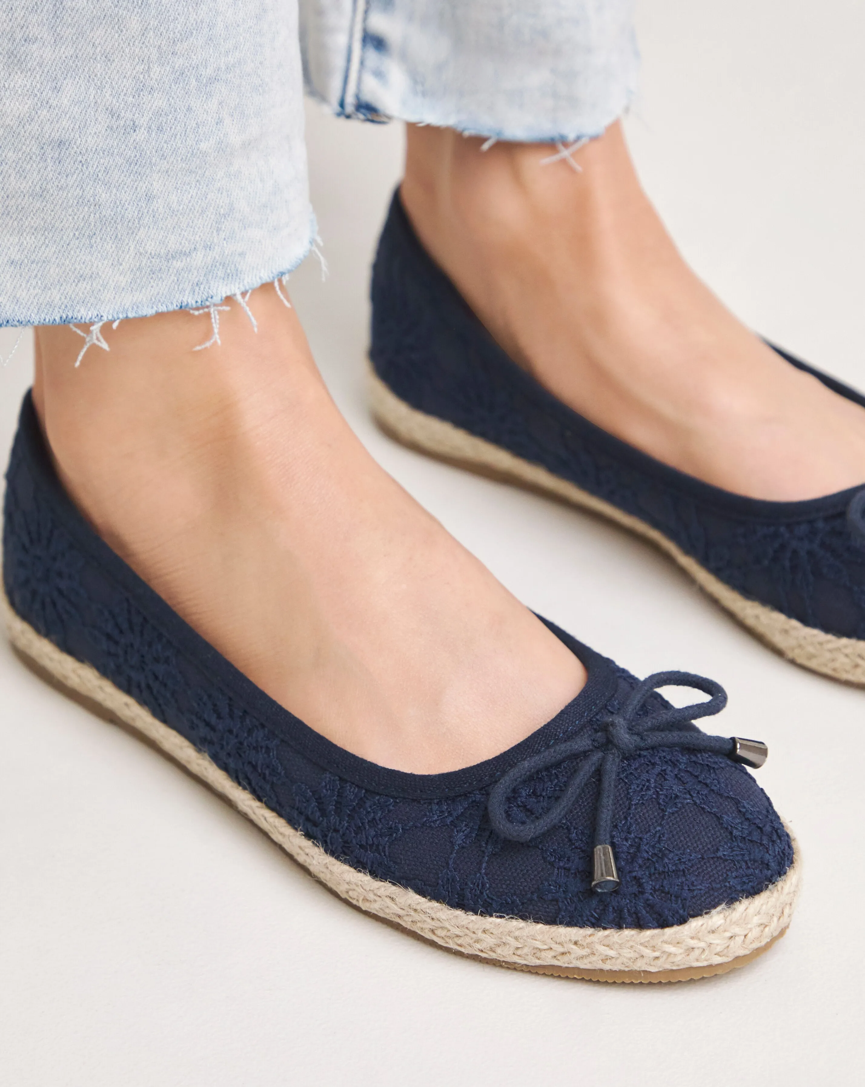 Arielle Broderie Ballerina Espadrille Wide E Fit