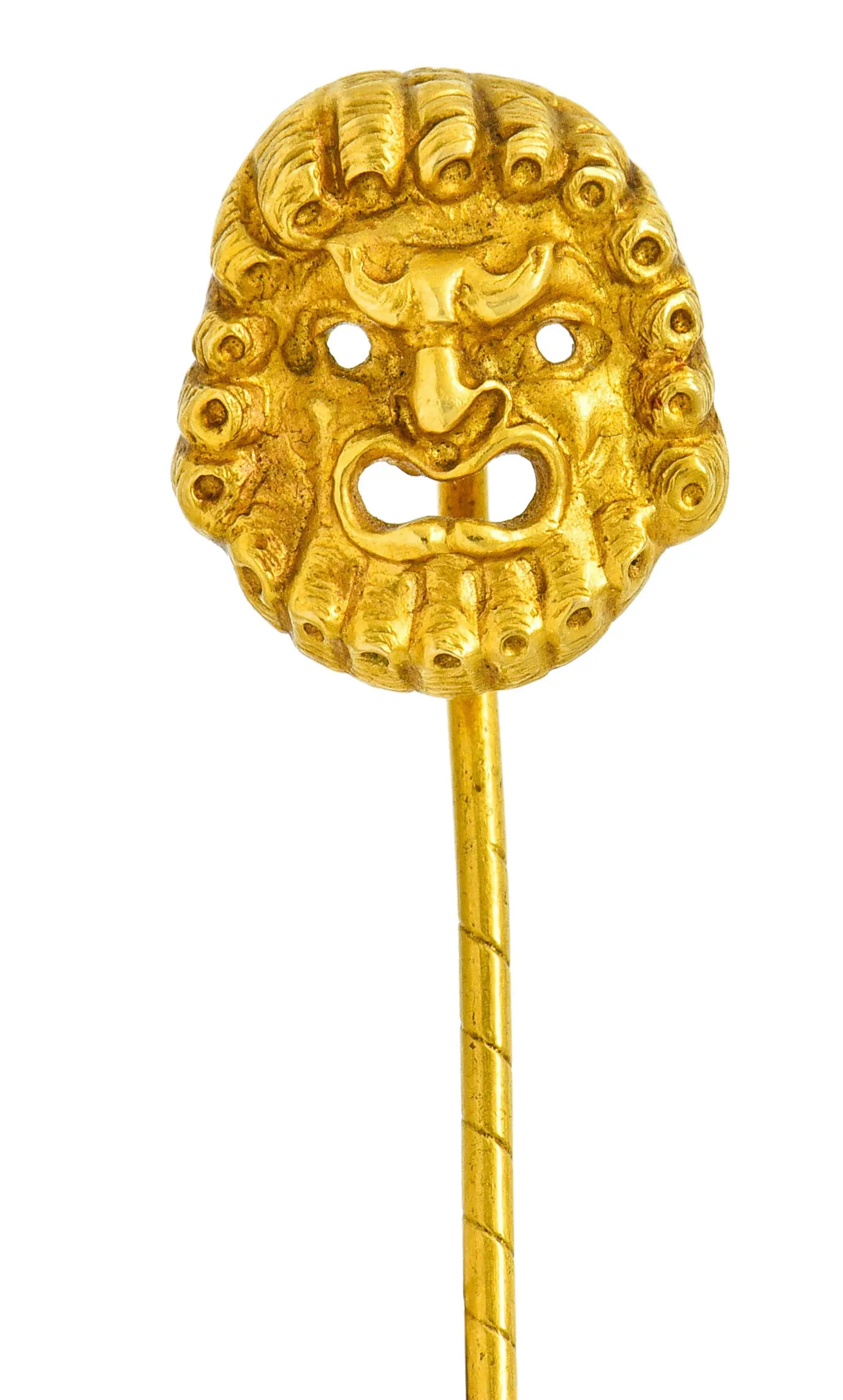 Art Nouveau 18 Karat Gold Grotesque Mask Stickpin