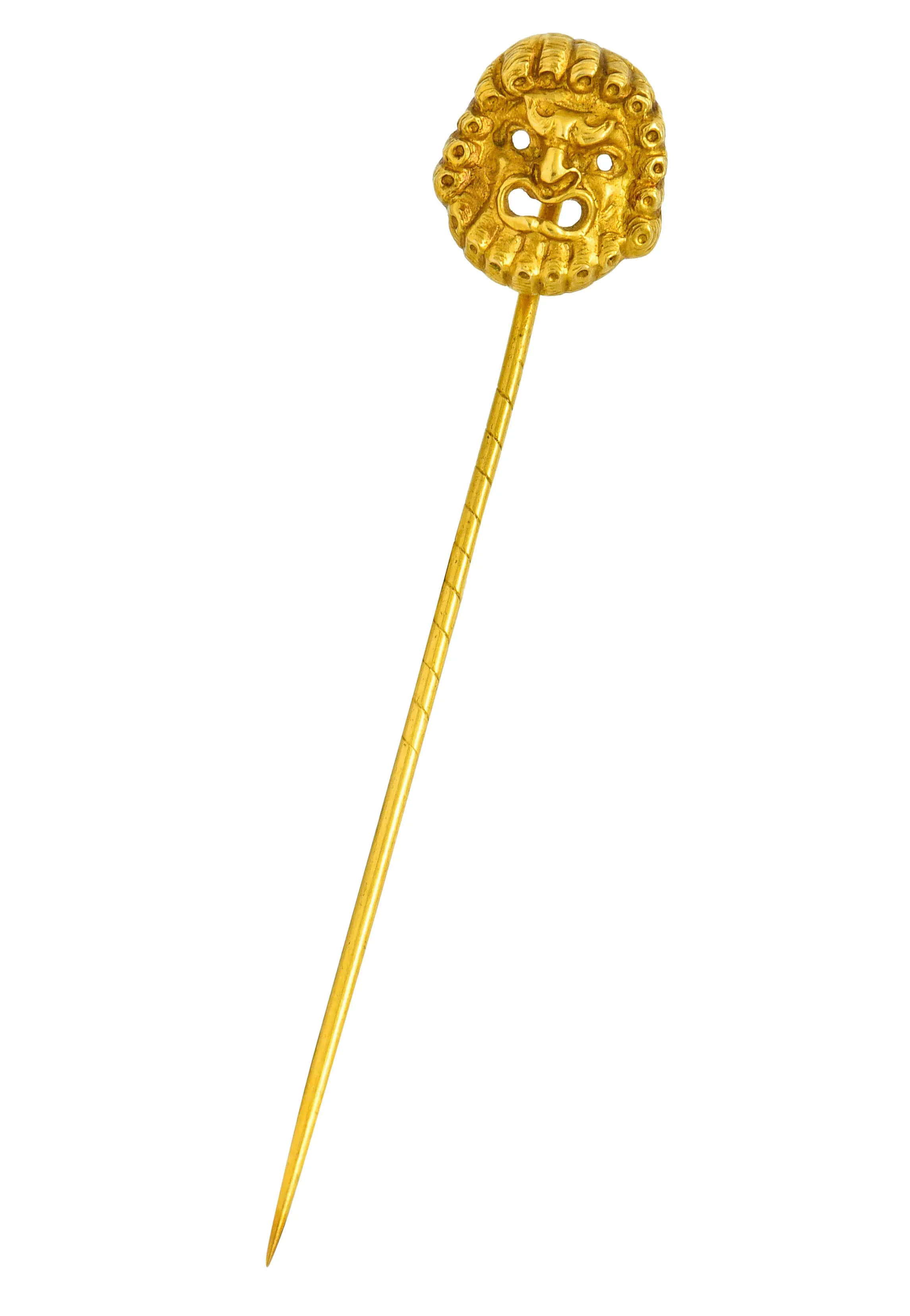 Art Nouveau 18 Karat Gold Grotesque Mask Stickpin