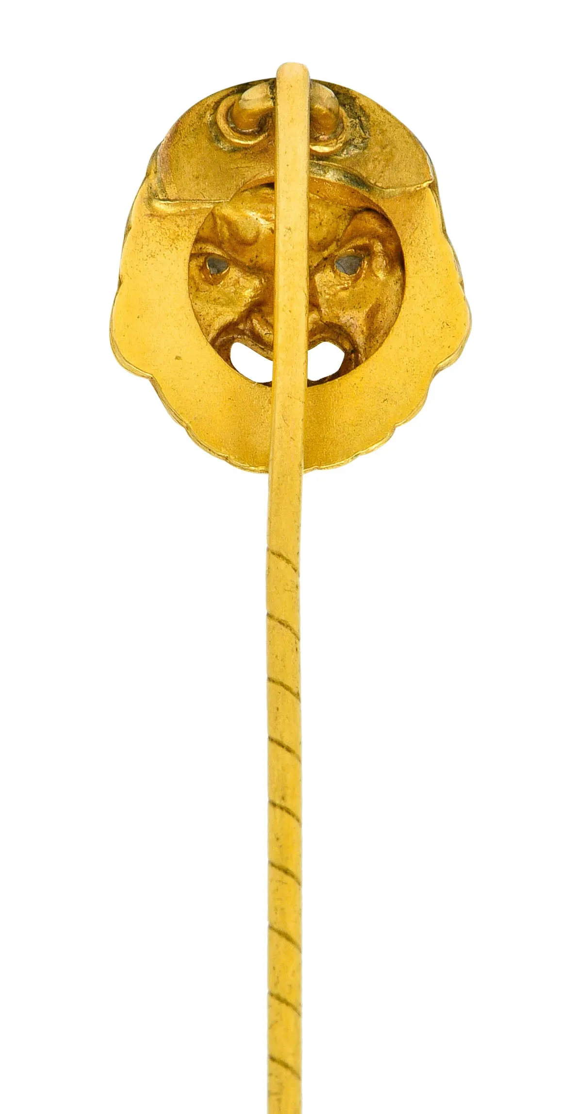 Art Nouveau 18 Karat Gold Grotesque Mask Stickpin