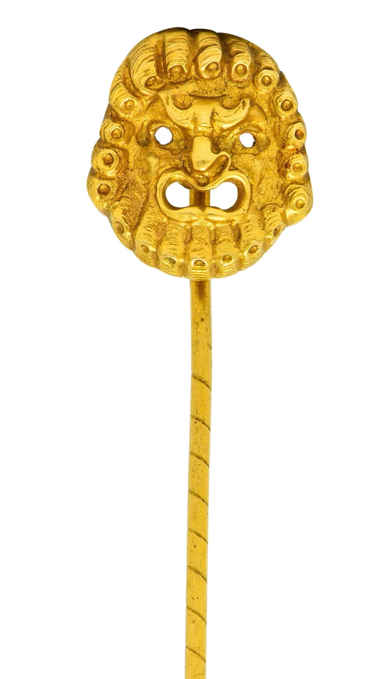 Art Nouveau 18 Karat Gold Grotesque Mask Stickpin