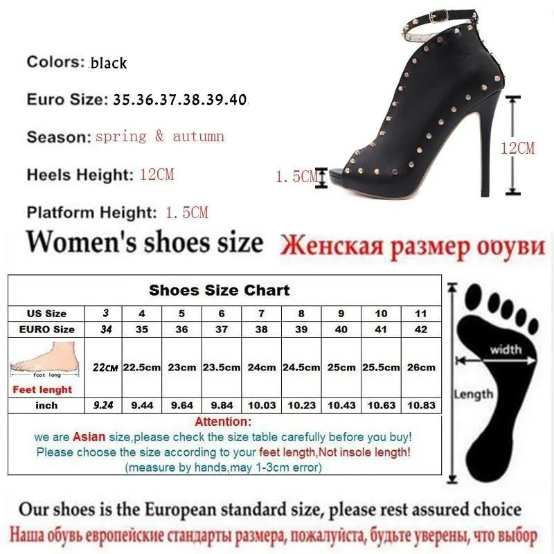 Autumn Style Women's Peep-toe High Heels Pumps with Rivets and Buckle