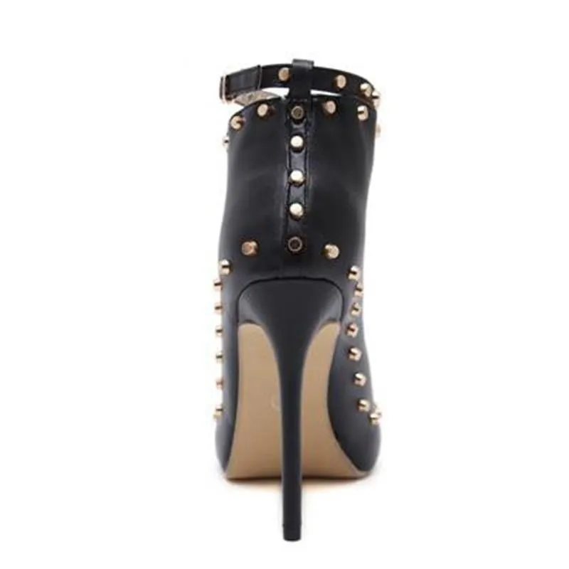 Autumn Style Women's Peep-toe High Heels Pumps with Rivets and Buckle