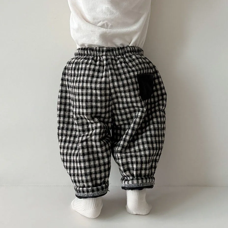 Baby Land W24 Fleece Lined Plaid Pull On Pants (4-15m) - 2 Colors