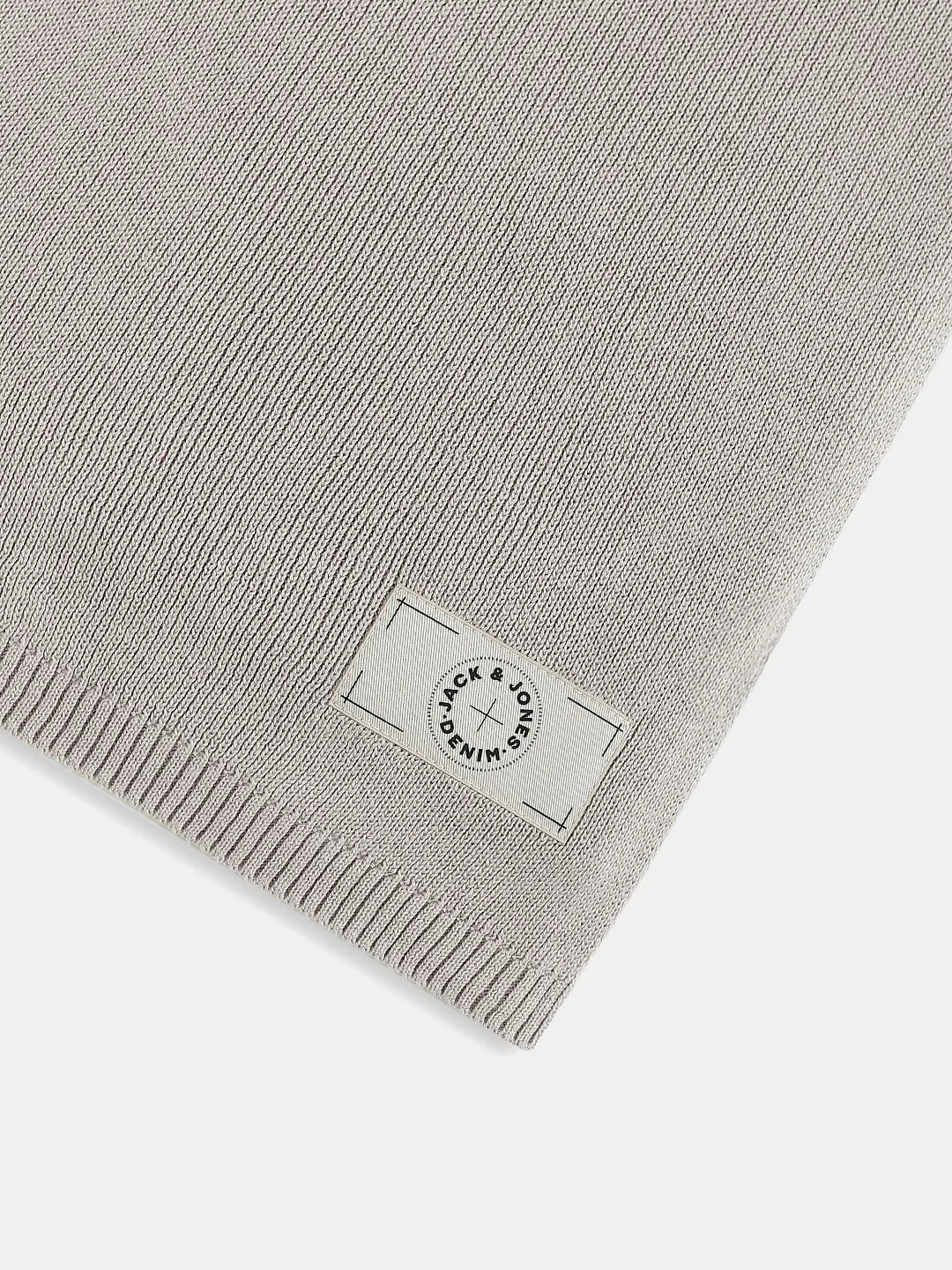 Beige Knit Logo Scarf