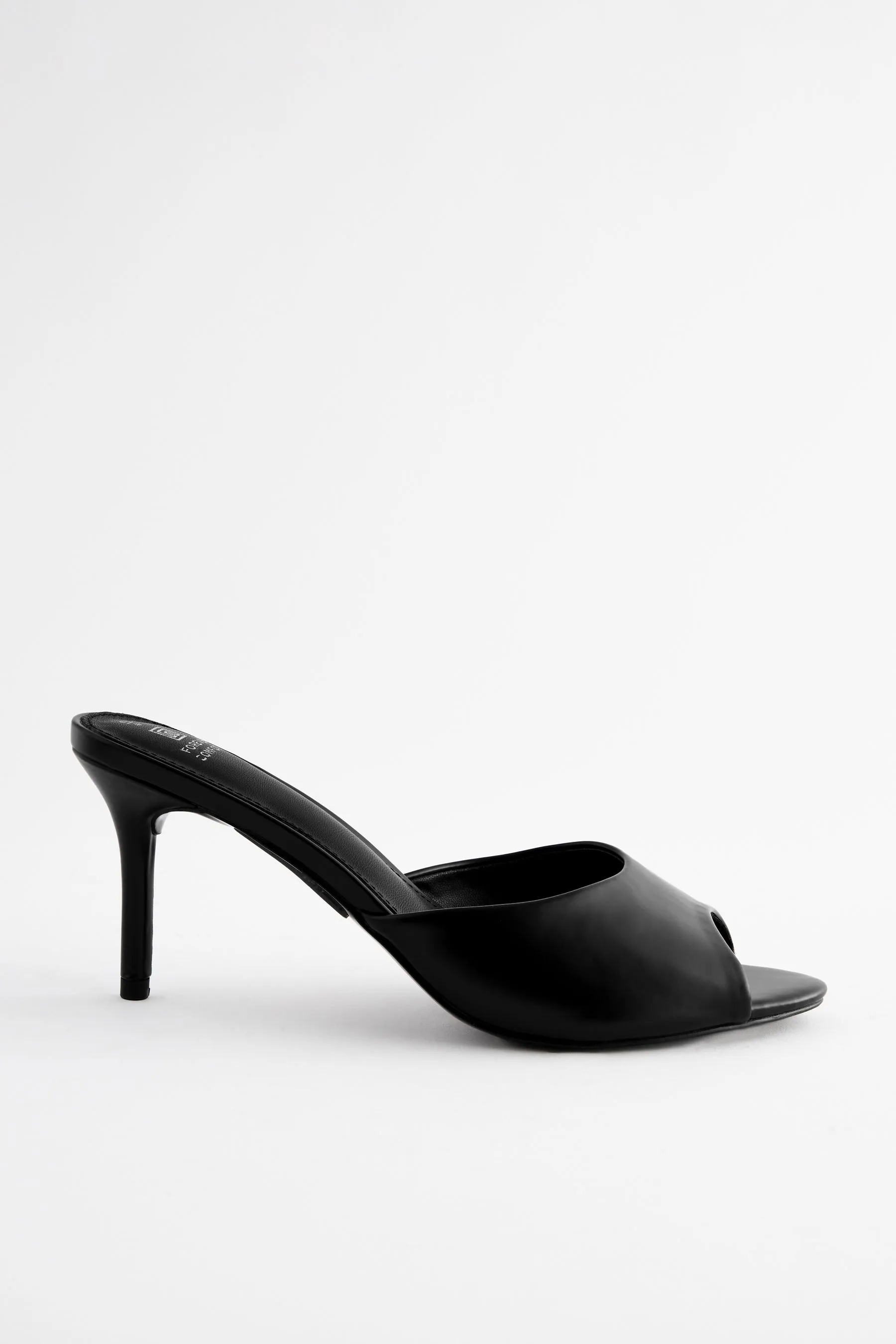 Black Forever Comfort® Peep Toe Heeled Mules