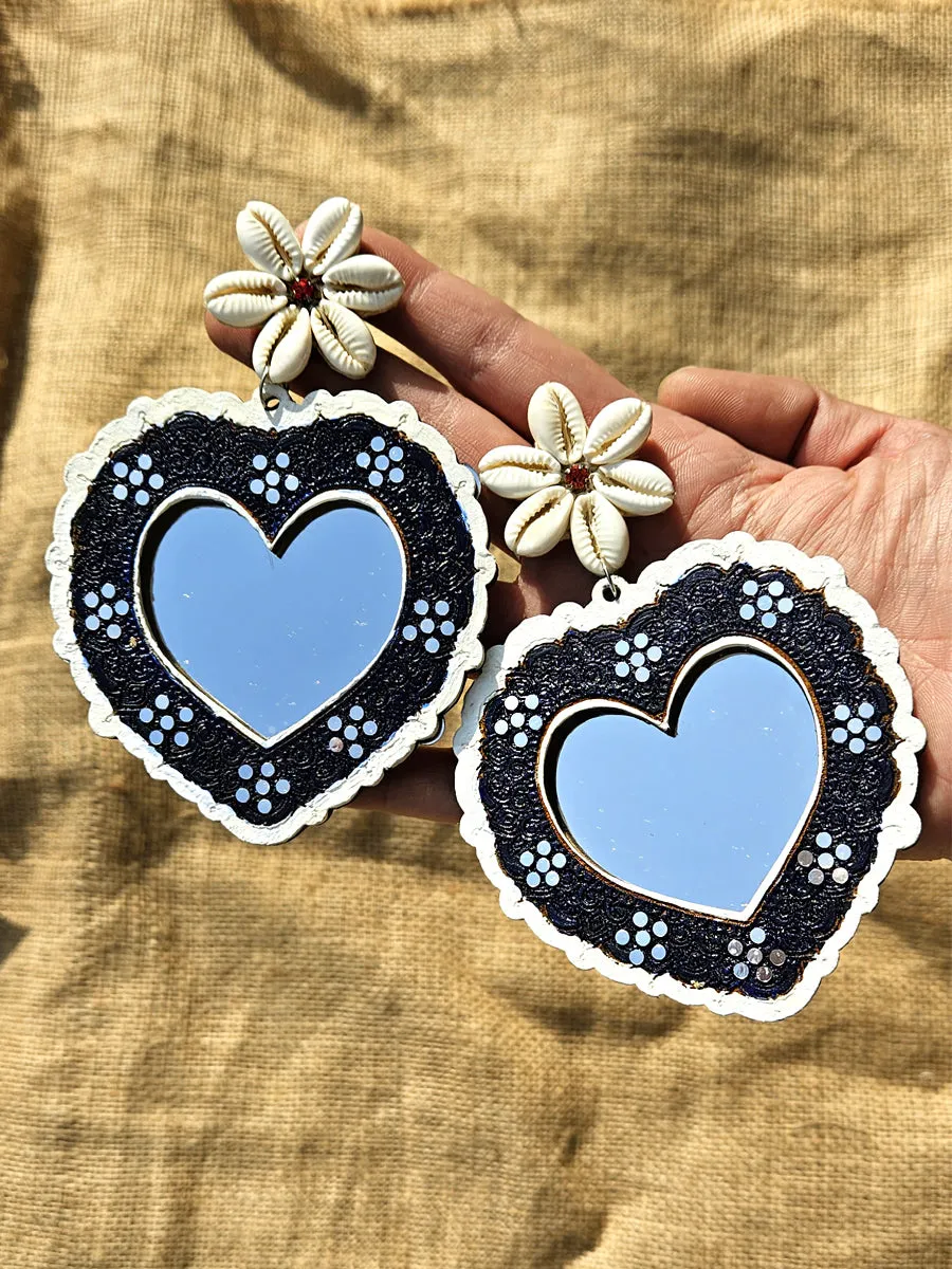 Boho Heart Shell Earrings