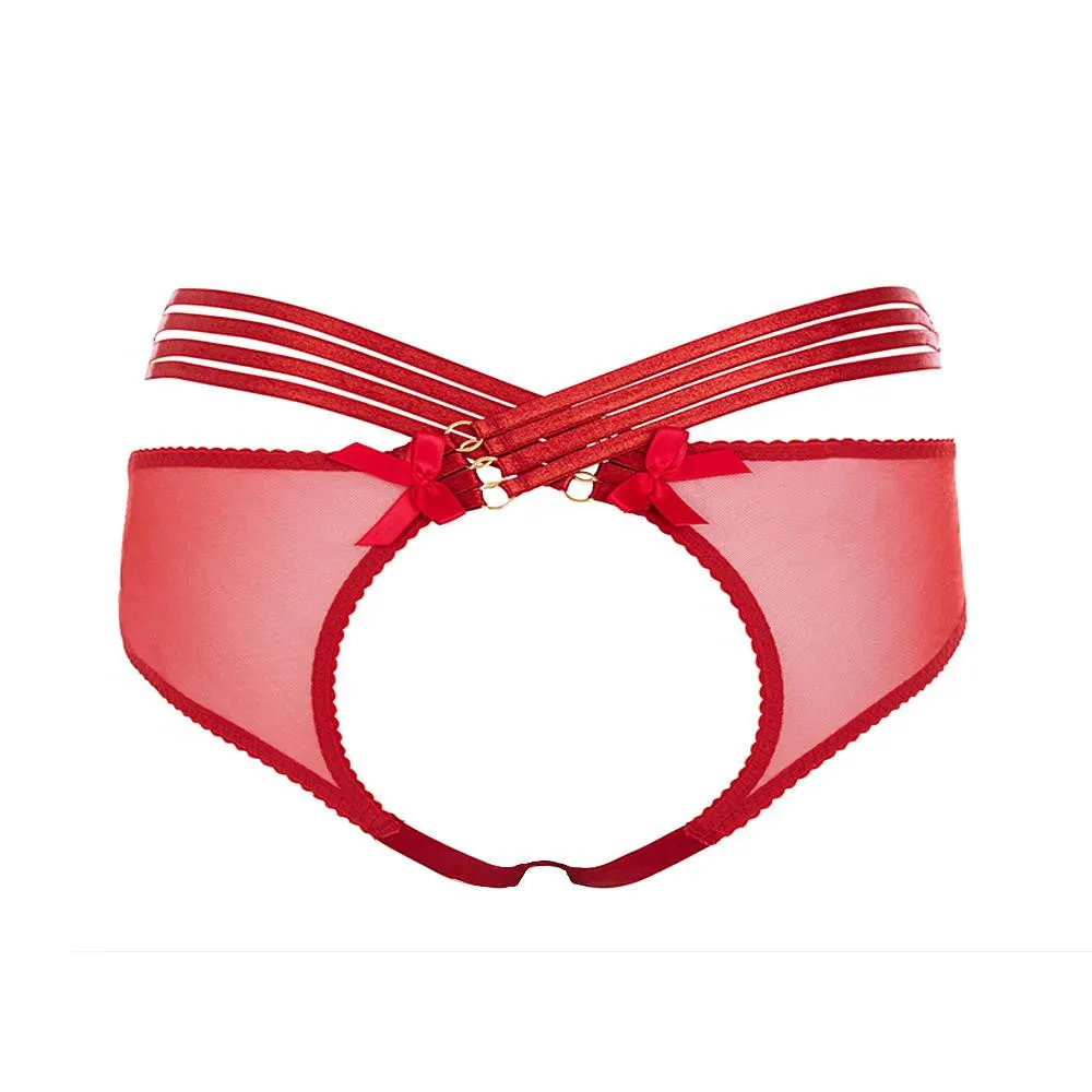 Bordelle Bondage-Belle Peep Brief | RED