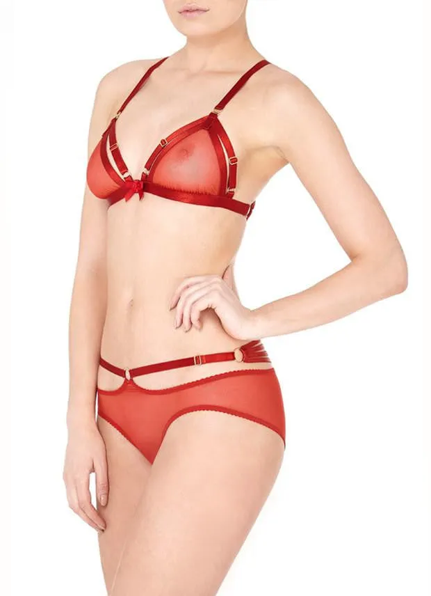 Bordelle Bondage-Belle Peep Brief | RED