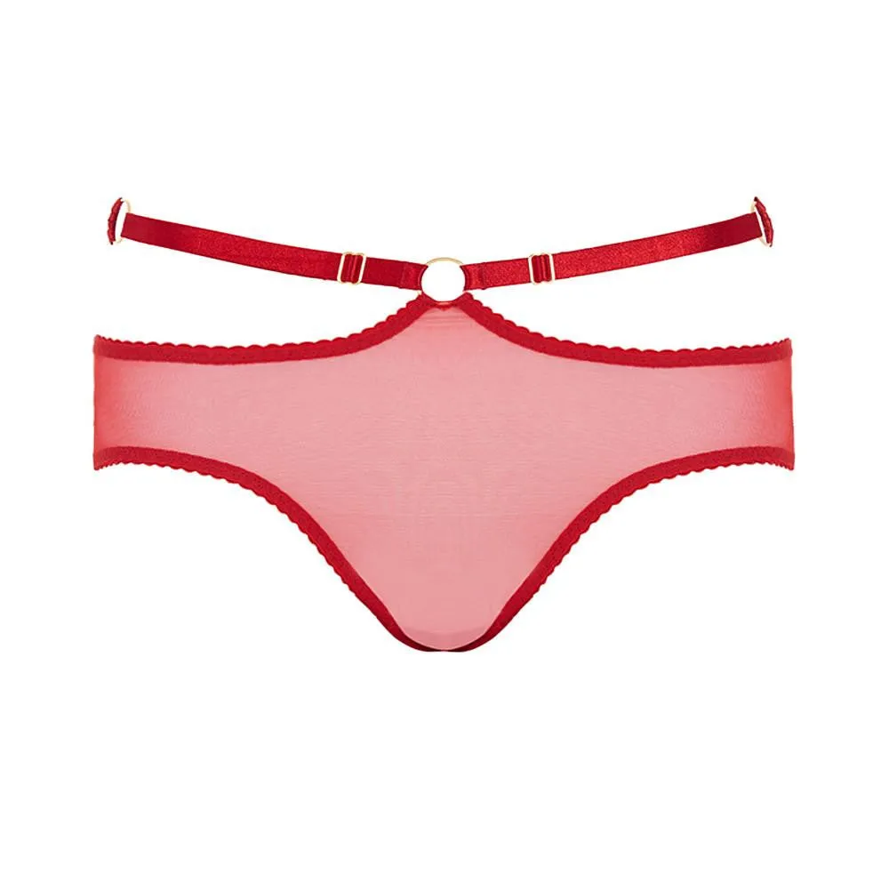 Bordelle Bondage-Belle Peep Brief | RED