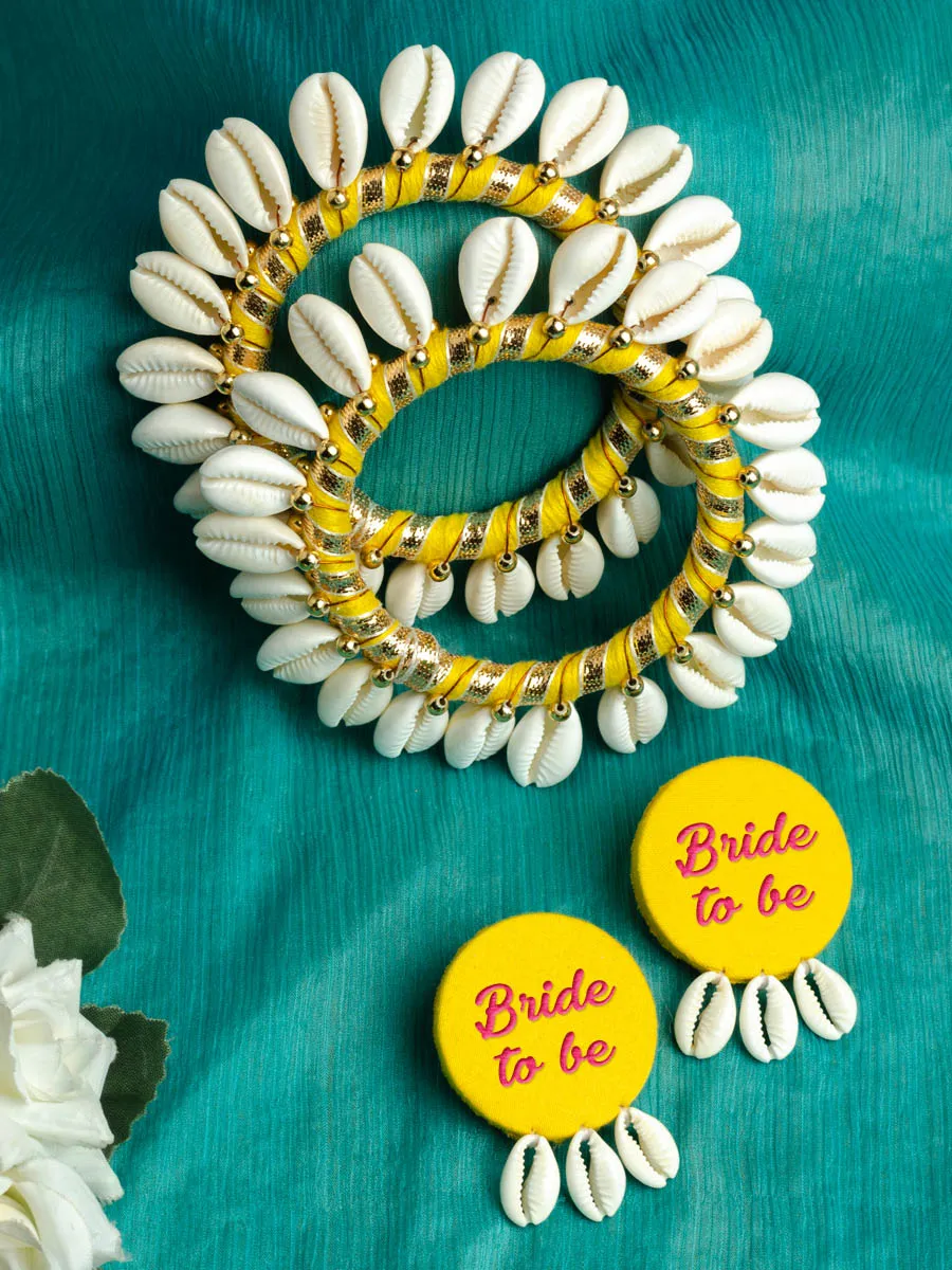 Bride to be Shell earrings + Shell bangles Set