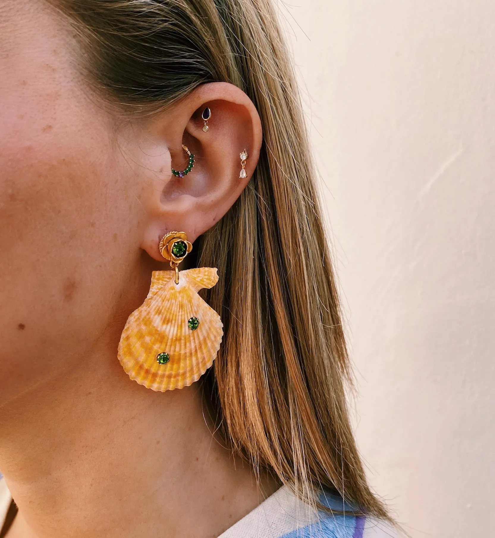 Brinker + Eliza On Holiday Orange Shell Earrings