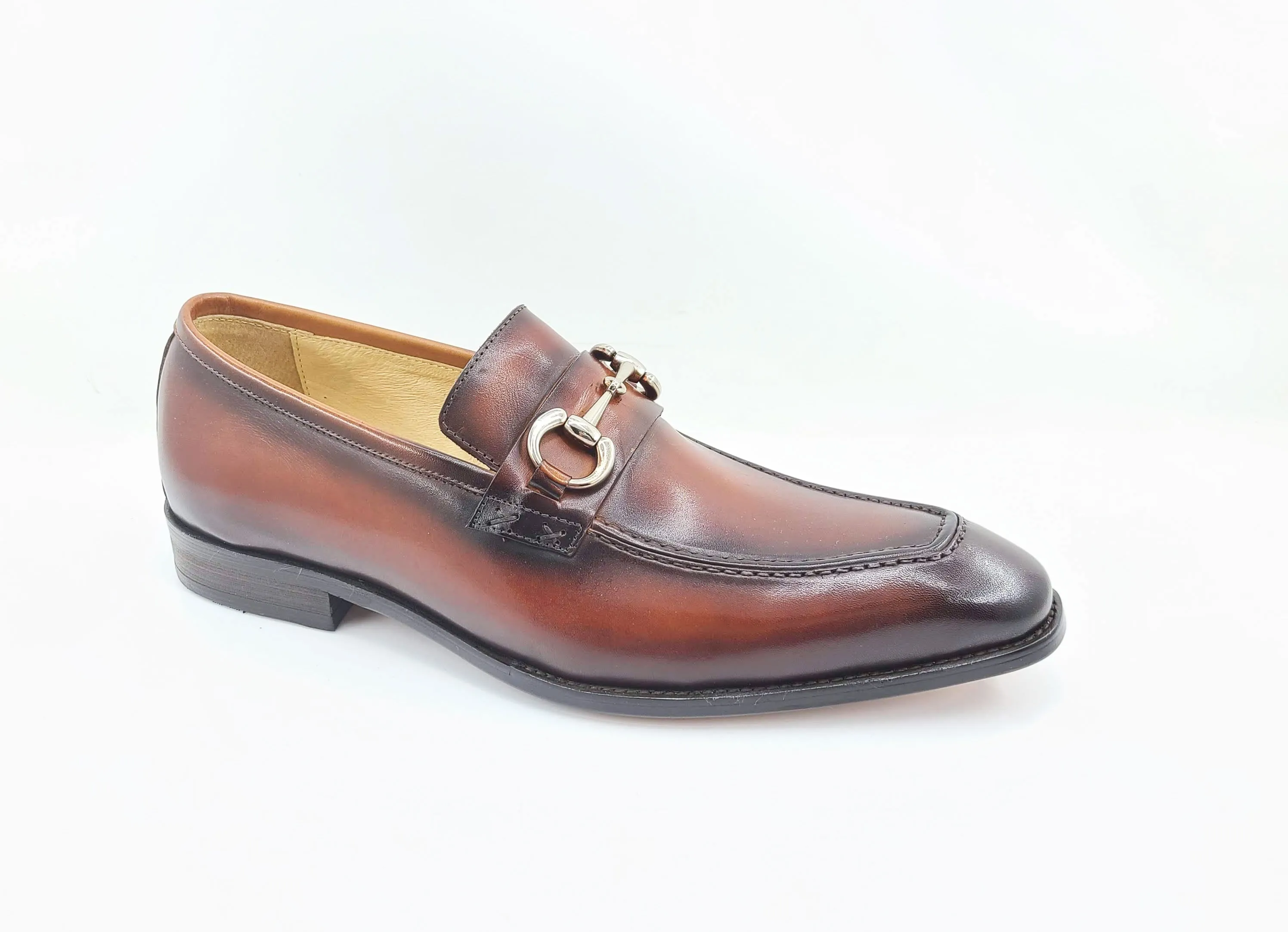 Burnished Calfskin Slip-On Loafer Whiskey