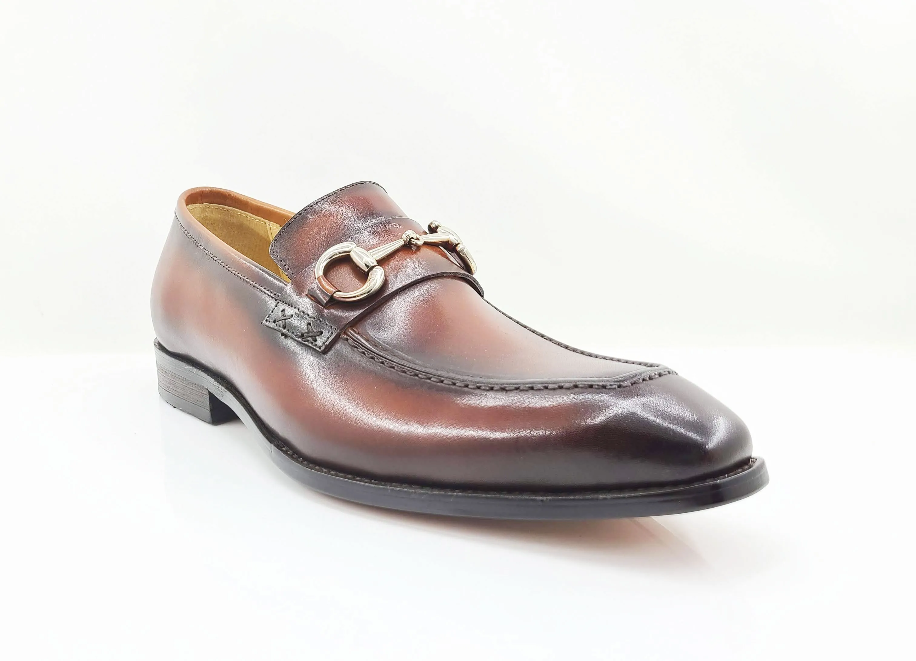 Burnished Calfskin Slip-On Loafer Whiskey