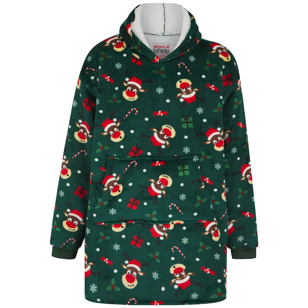 Christmas Oversized Fleece Lined Blanket Hoodie