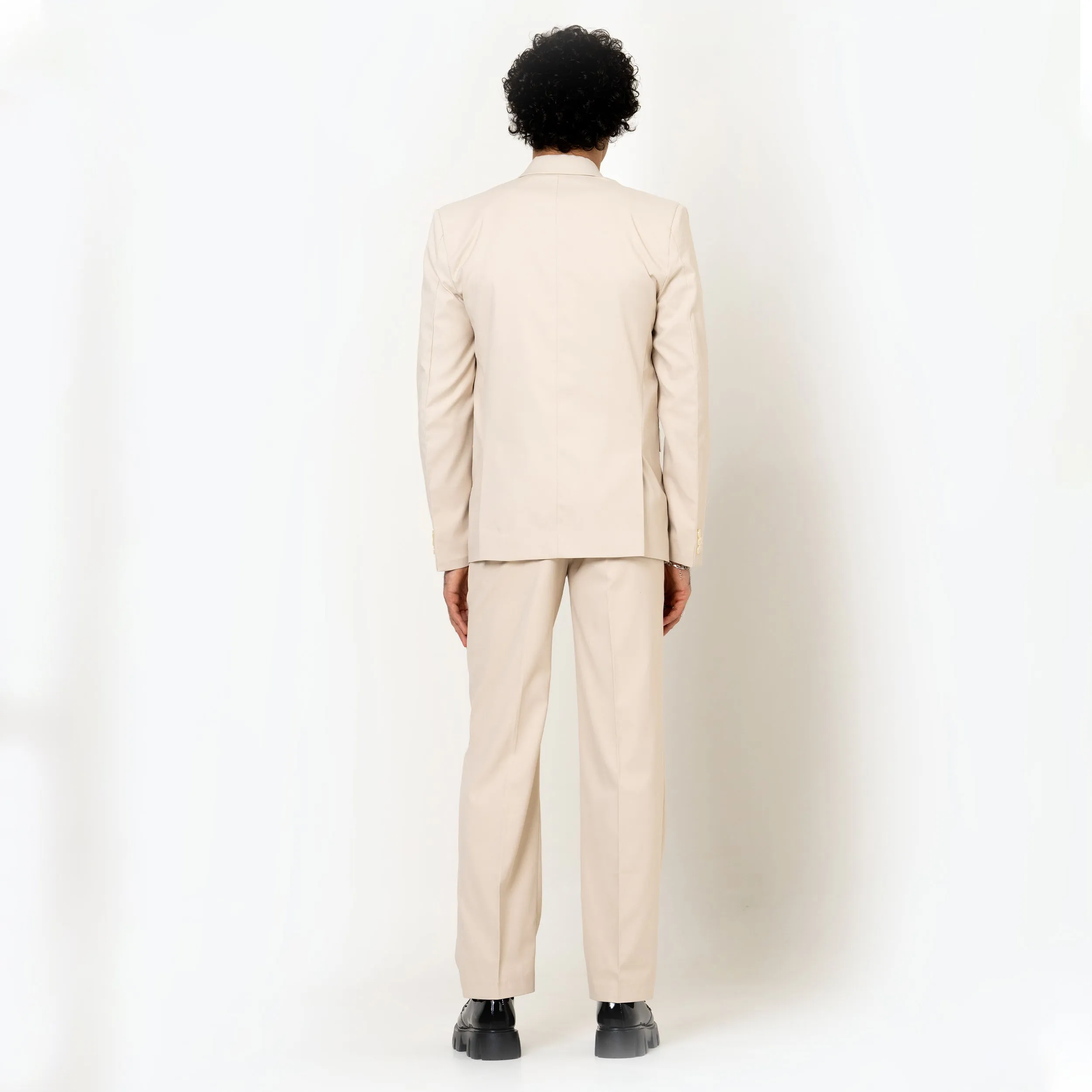 Cream Loose Fit Men's Suit