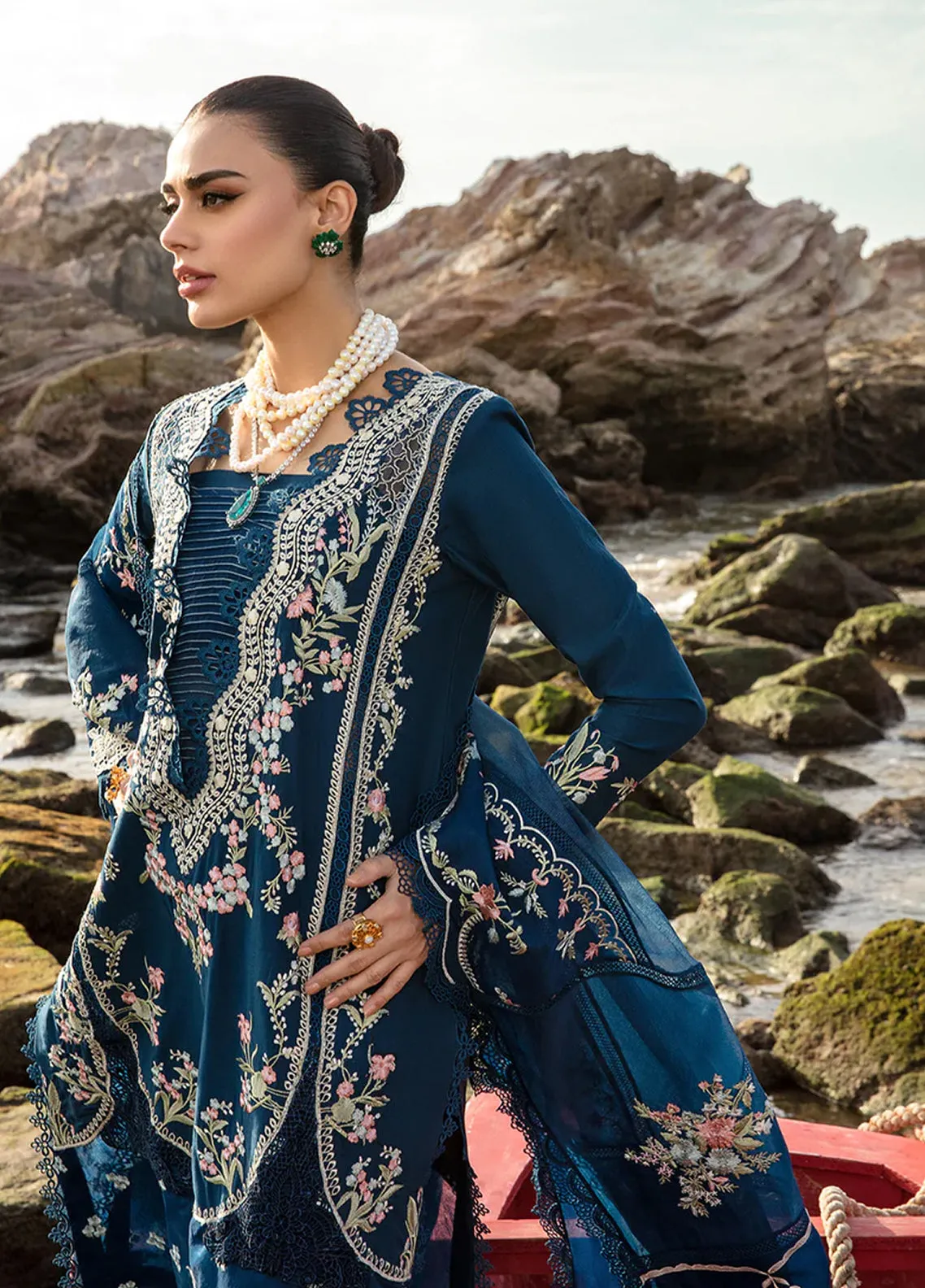 Crimson By Saira Shakira Embroidered Lawn 3 Piece Unstitched Suit CSS24EL D-1B LOLITA - LAPIS