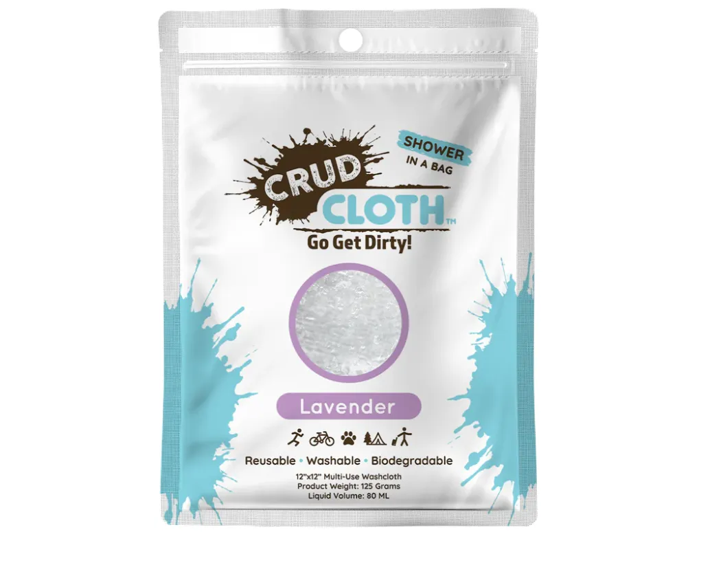 Crud Cloth Shower In A Bag | Citrus Scented (Pack of 4) | Biodegradable No Rinse Bathing Wipes For Camping, Backpacking, and Tra