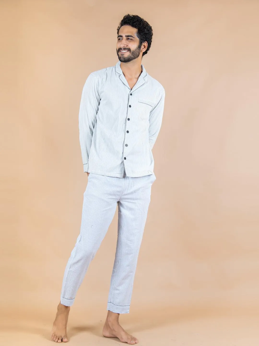 Cuban Collar 3 Layer Mulmul Night Suit