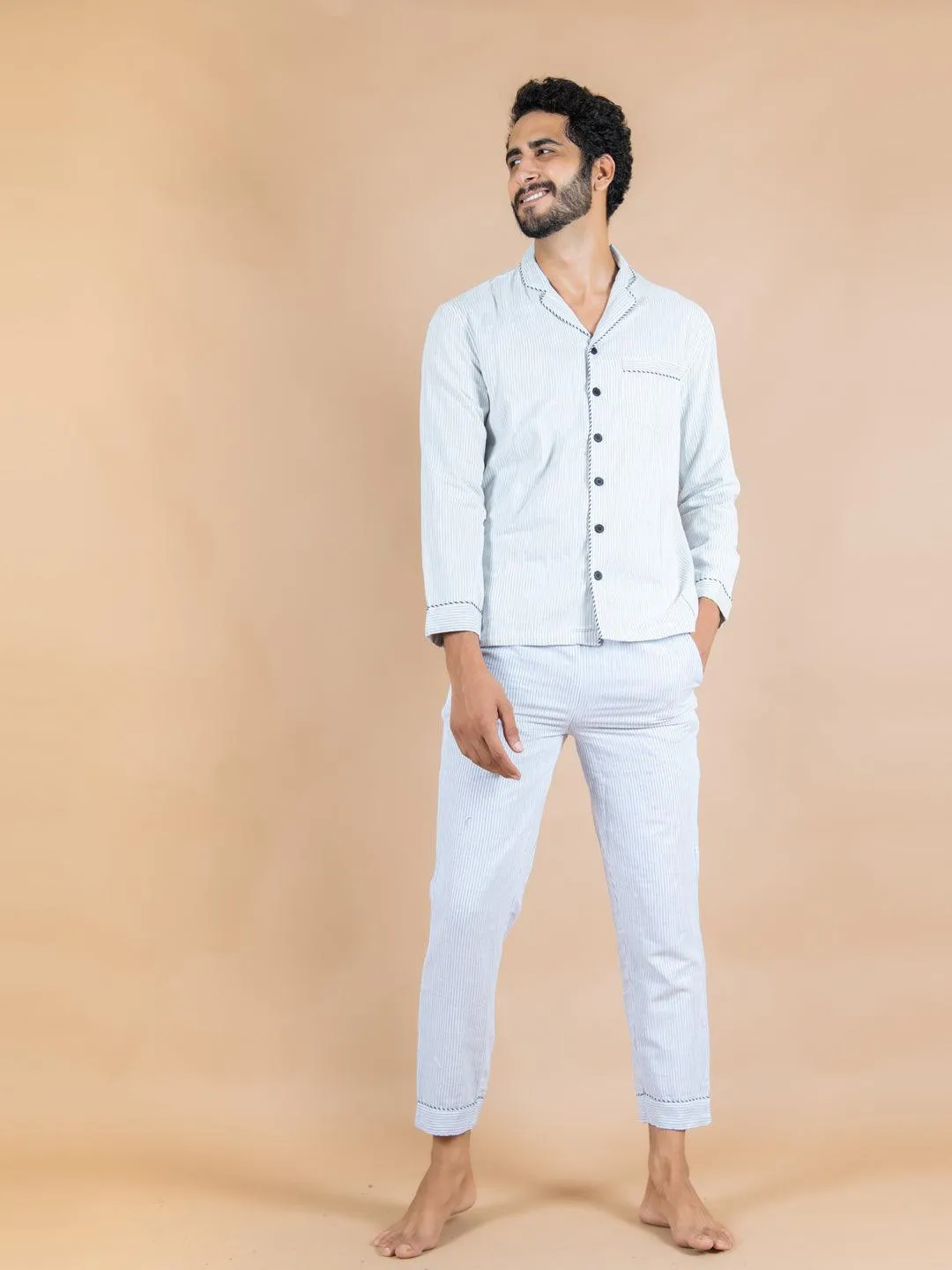 Cuban Collar 3 Layer Mulmul Night Suit