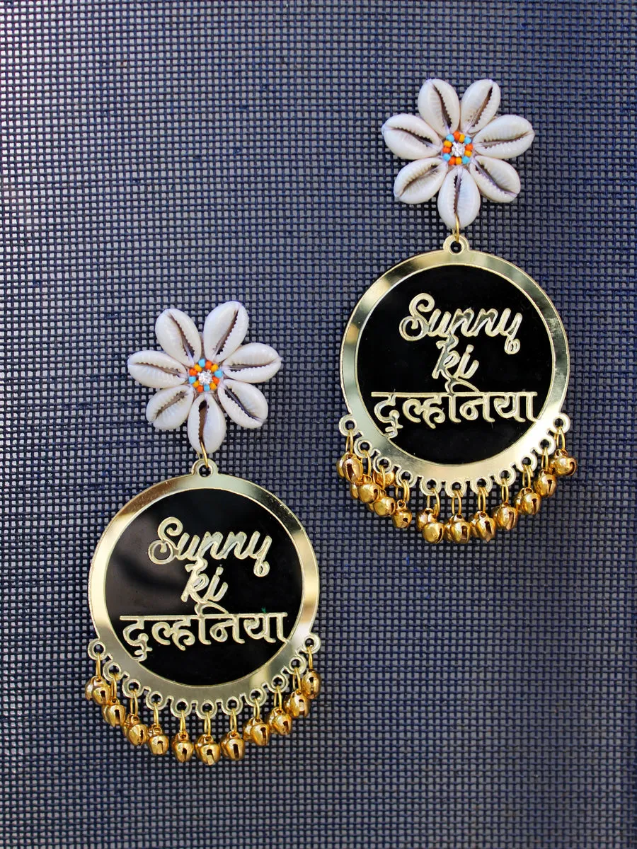 Customised Earrings (with Shell flower & Ghungroo)