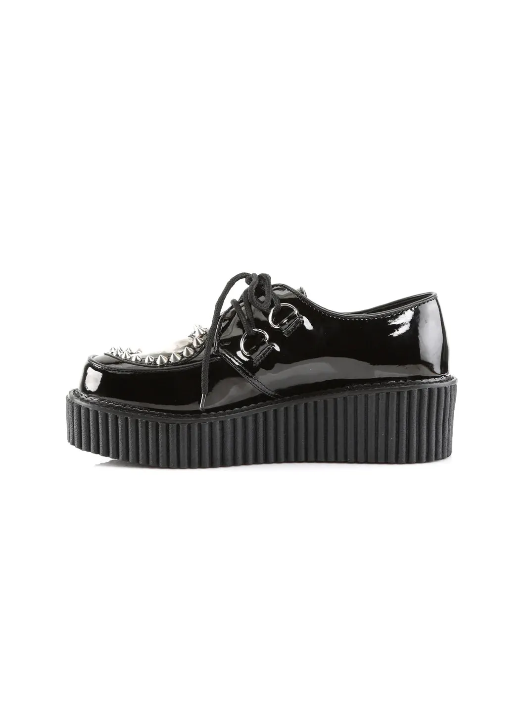 DEMONIA CREEPER-108 - BLACK PATENT  PRE ORDER 