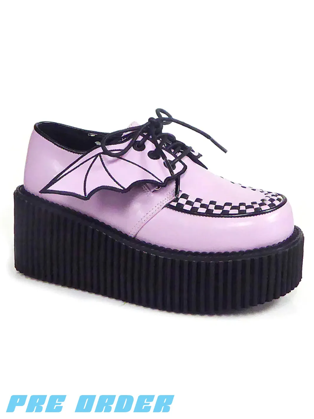 DEMONIA CREEPER-205 - LAVENDER VEGAN LEATHER  PRE ORDER 