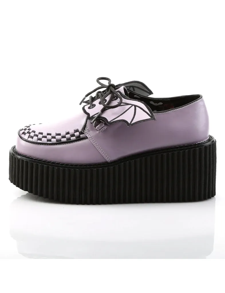 DEMONIA CREEPER-205 - LAVENDER VEGAN LEATHER  PRE ORDER 