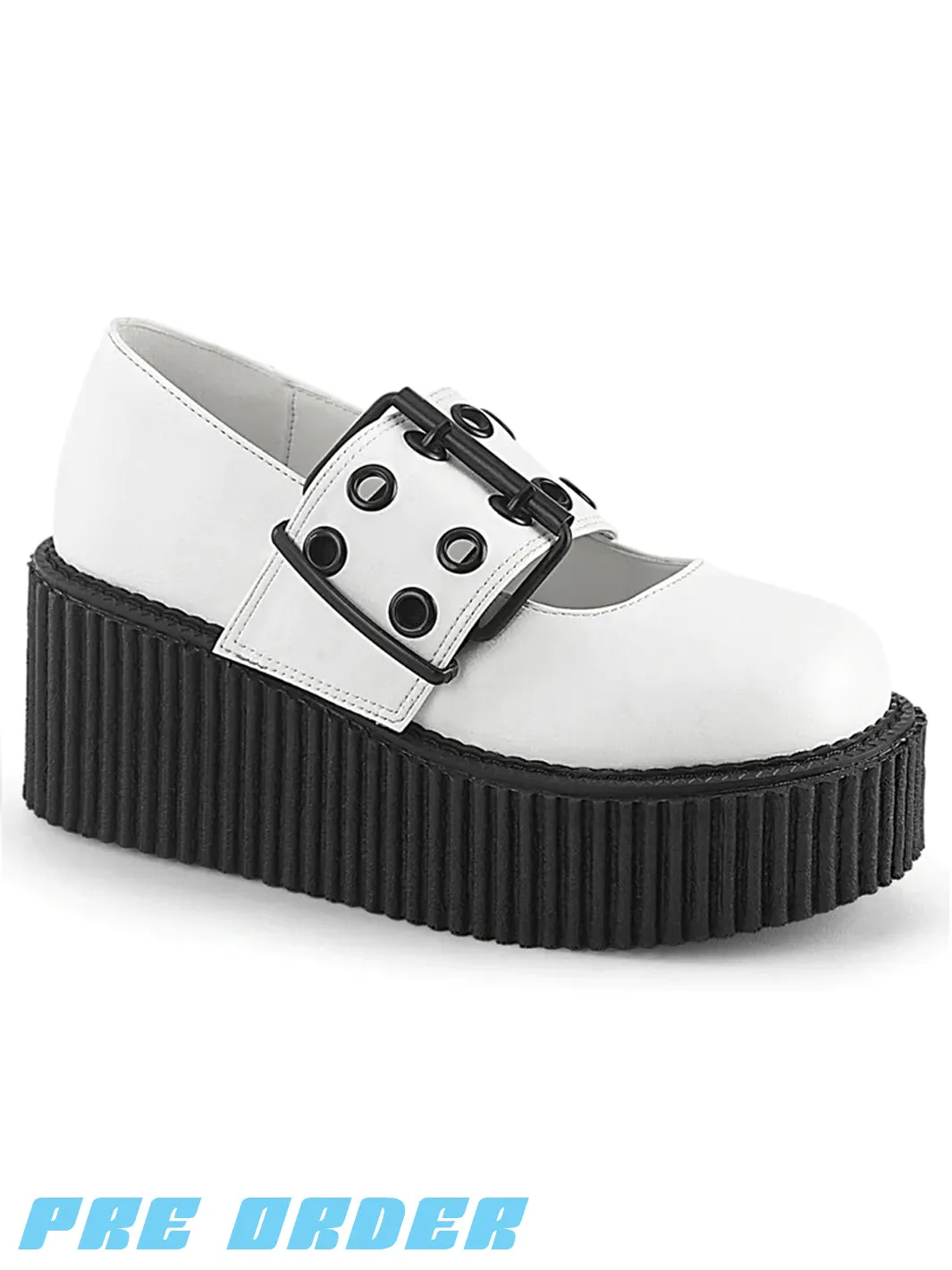 DEMONIA CREEPER-230 - WHITE VEGAN LEATHER  PRE ORDER 