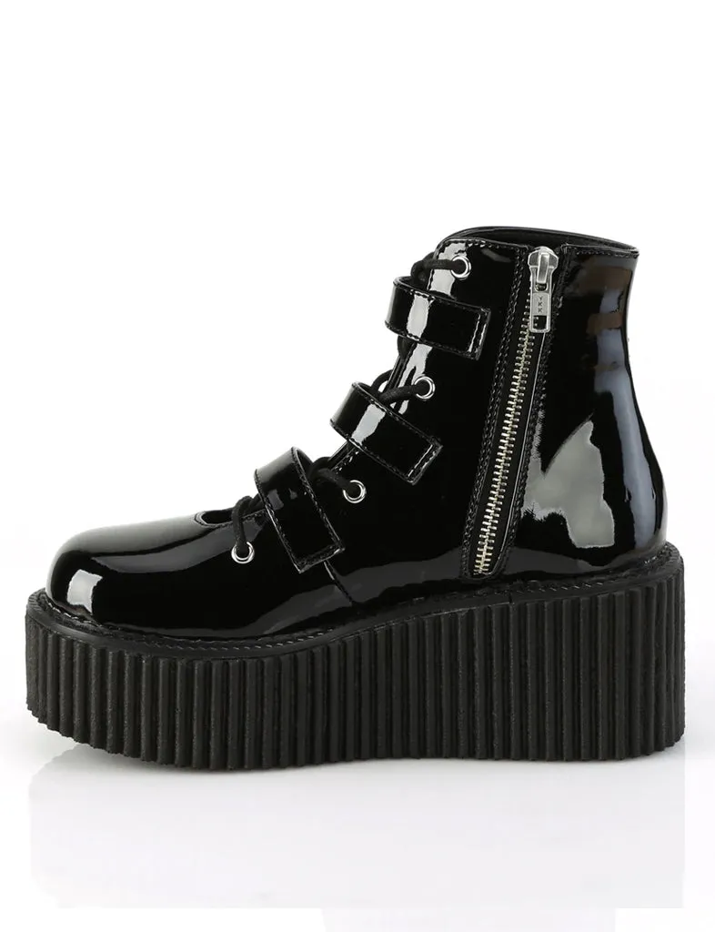 DEMONIA CREEPER-260 - BLACK PATENT PRE ORDER 