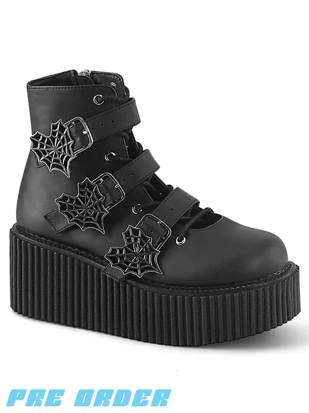 DEMONIA CREEPER-260 - BLACK VEGAN LEATHER  PRE ORDER 