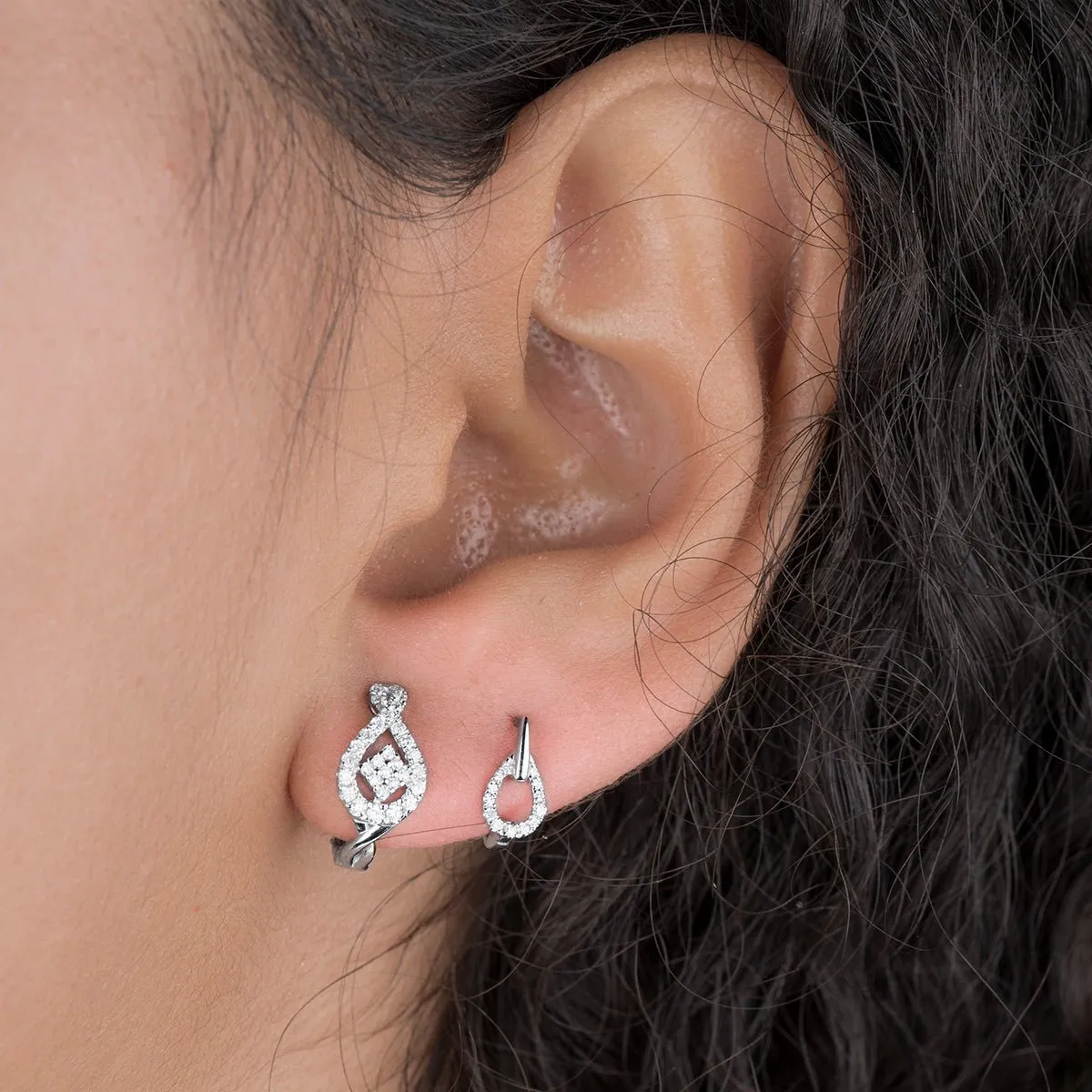 Diamond Coil Huggie Earrings