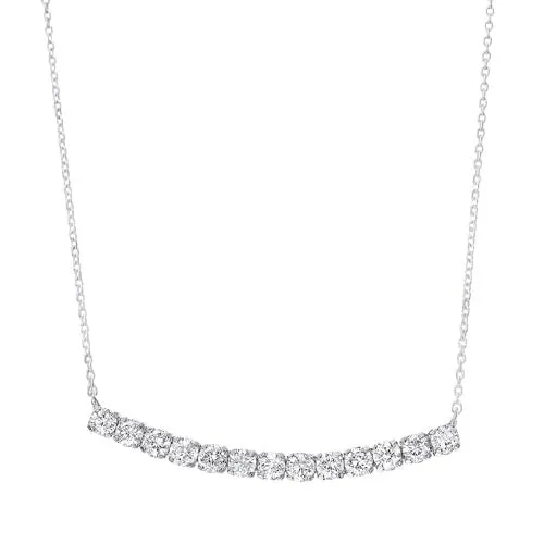 Diamond Curved Bar Pendant Layer Necklace in 14k White Gold ( ctw)