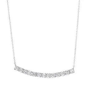 Diamond Curved Bar Pendant Layer Necklace in 14k White Gold ( ctw)