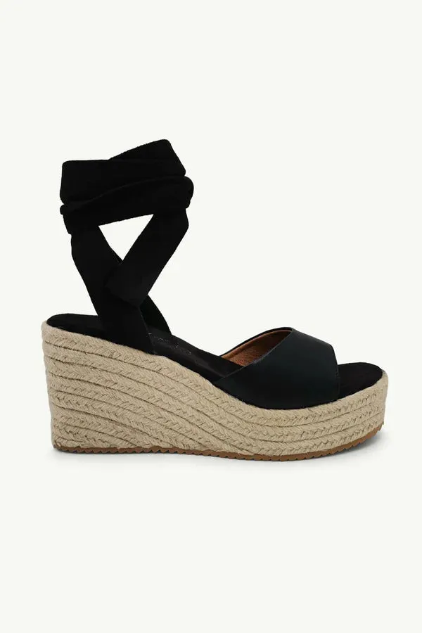 Duke Leather Espadrille - Black