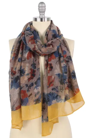 EAS9873 Flower Print Oblong Scarf