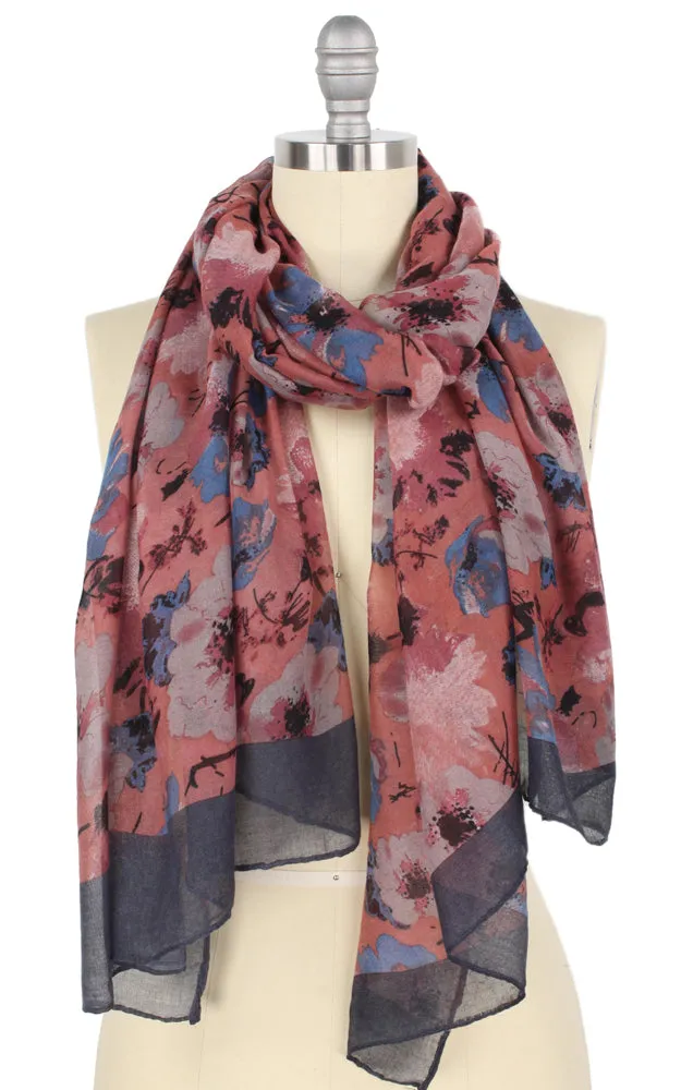 EAS9873 Flower Print Oblong Scarf