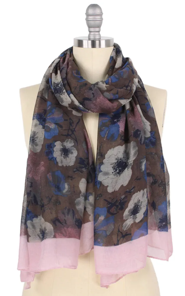 EAS9873 Flower Print Oblong Scarf