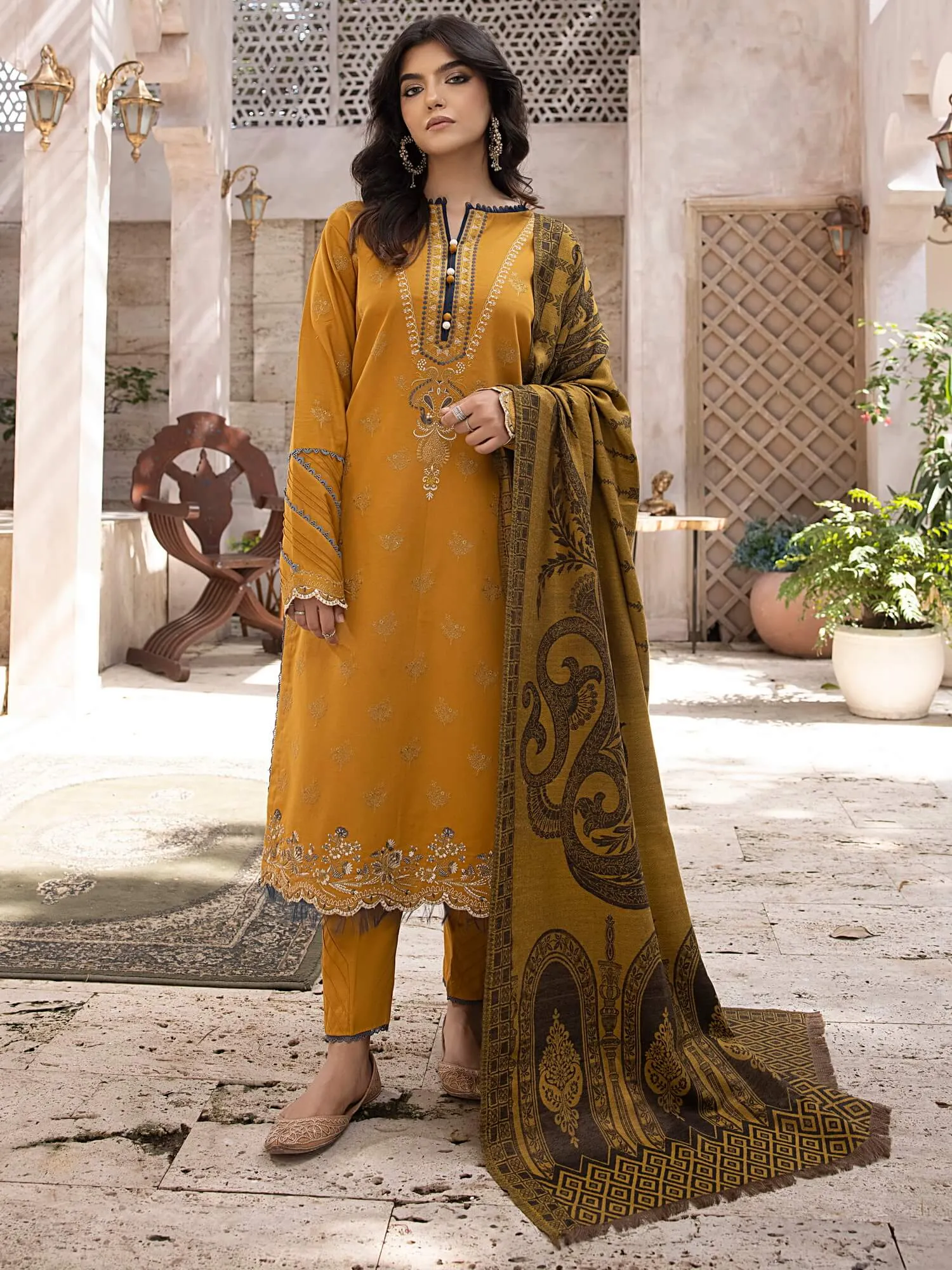 ELAK by Humdum Unstitched Embroidered Khaddar 3Pc Suit EL-04