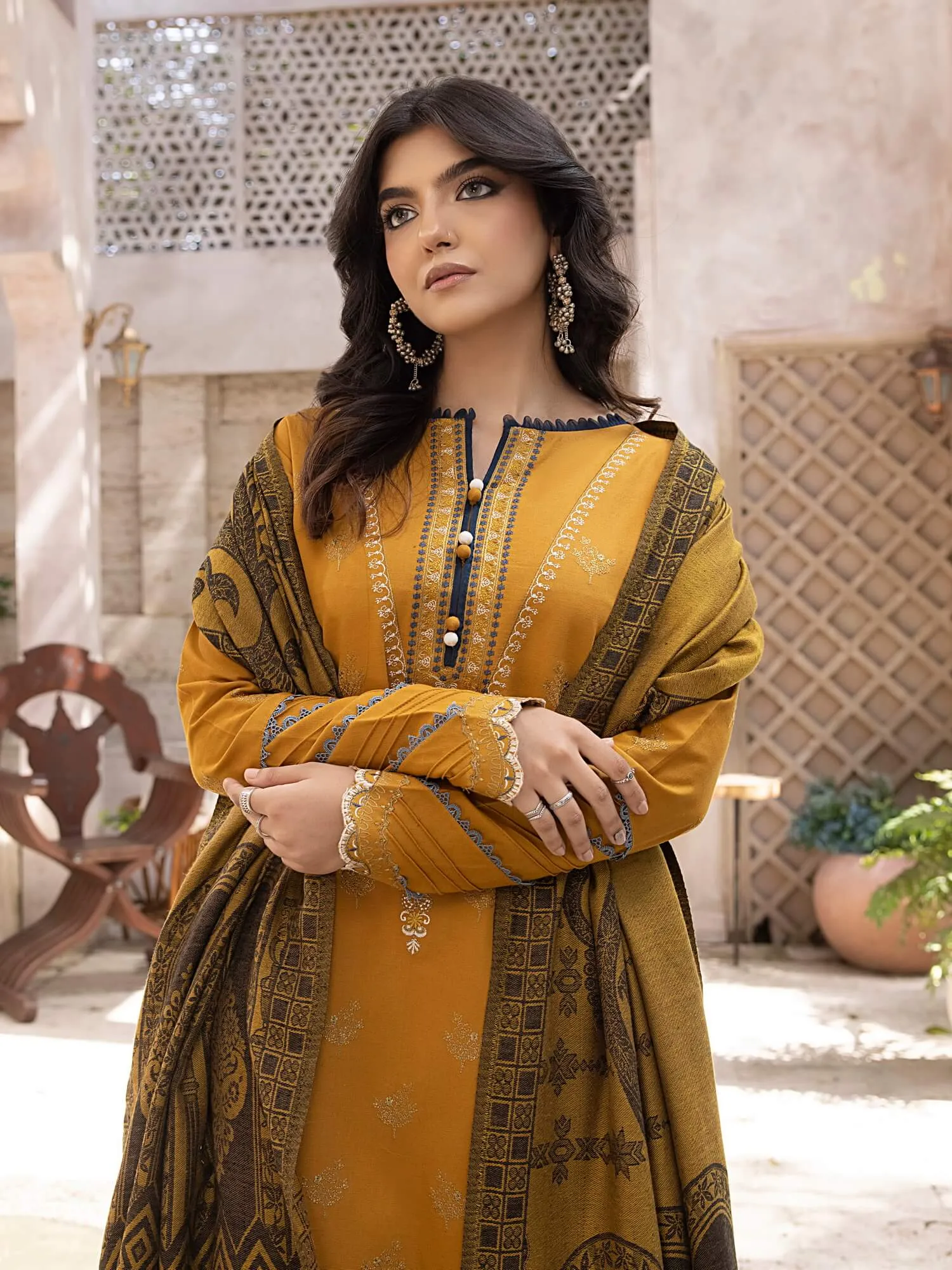 ELAK by Humdum Unstitched Embroidered Khaddar 3Pc Suit EL-04