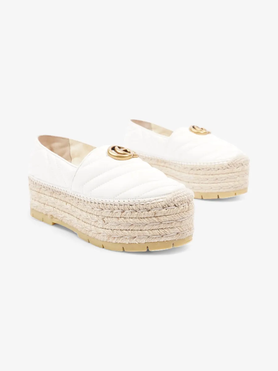 GG Marmont Platform Espadrille White / Gold Nappa Leather EU 36.5 UK 3.5