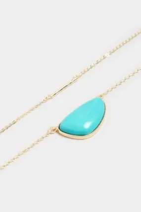 Gold & Blue Double Layer Stone Necklace