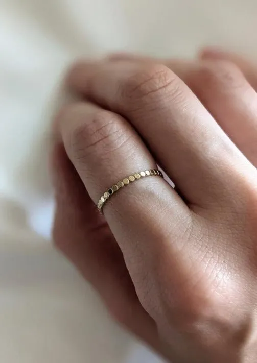 Gold Flat Beaded Ring by Layer the Love