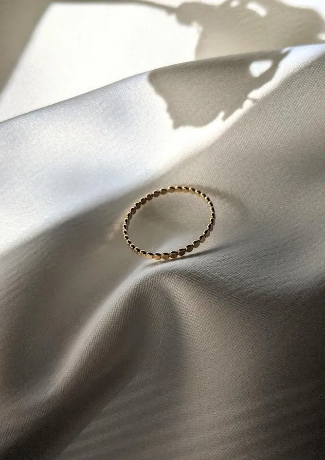 Gold Flat Beaded Ring by Layer the Love