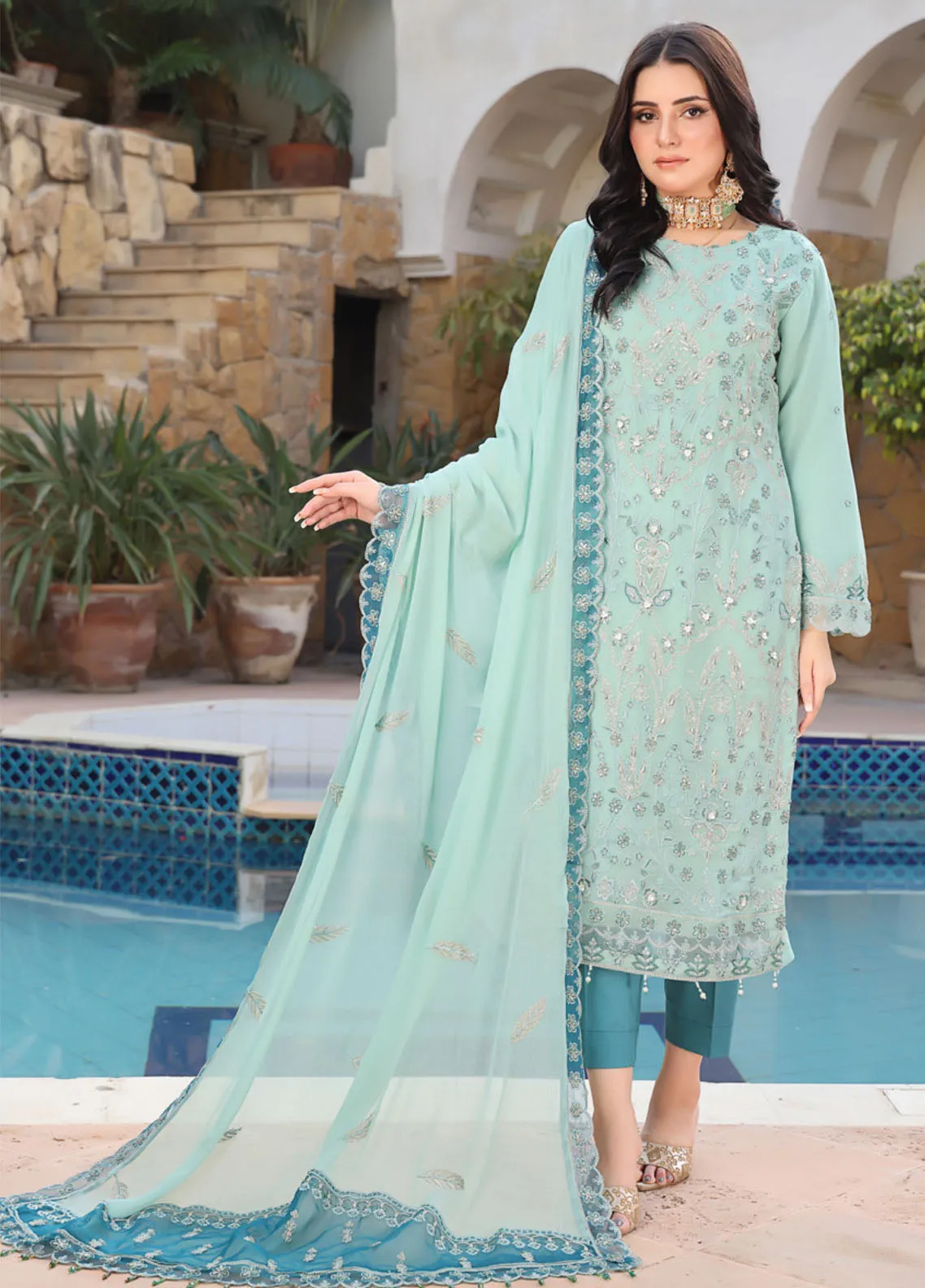 Iishq-E-Atish By Schick Luxury Embroidered Chiffon 3 Piece Semi Stitched Suit SDH24IALC D-05